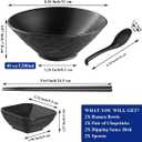 Berglander Ramen Bowl Set 40 oz of 2 with Dipping Bowls Chopsticks Spoons, Unbreakable Japanese Style Plastic Noodle Soup Bowls for Asian Pho Soup Thai Miso Udon Wonton