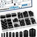 smseace 158Pcs Rubber End Caps 12-Sizes 2/25 Inch to 4/5 Inch for Bolts Screw Vinyl Round Rubber tip Cap