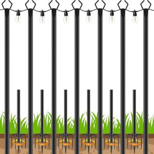 AHRLHR 7 Pack String Light Poles,Poles for Outdoor String lights10 Ft Metal Poles with Fork for Outdoor String Lights,Outdoor Light Poles with Fork,Patio,Deck,Backyard