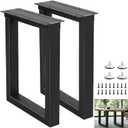 24 Inch Metal Coffee/End/Side Table Legs Black, Industrial DIY Furniture Legs for Desk, Chair, Bench, Nightstand, Set of 2
