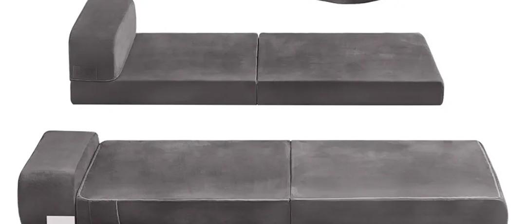 Tiita Folding Sofa Bed for Kids, Toddler Fold Out Couch Beds with Removable Cover, Kids Futon Sleeper Chair Folding Bed Mattress for Children Room, Living Room, Guest Room,Grey