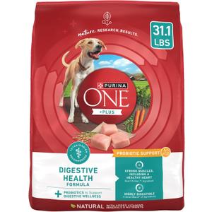 Purina One Plus Digestive Health Formula Dry Dog Food Natural with Added Vitamins, Minerals and Nutrients - 31.1 Lb. Bag (EXP 12/16/27)