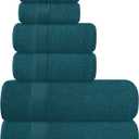Elvana Home Ultra Soft 6 Pack Cotton Towel Set, Contains 2 Bath Towels 28x55 inch, 2 Hand Towels 16x24 inch & 2 Wash Coths 12x12 inch, Ideal Everyday use, Compact & Lightweight - Teal