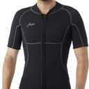 Hevto Men Wetsuit Tops and Vest 3/2mm Neoprene Jacket Surfing Swimming Front Zip Wet Suit for Water Sports, Tops Short 2mm-Black, 3XL