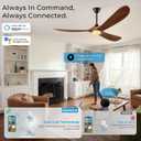 52 inch Outdoor Ceiling Fans with Lights-Glass Lamp, Smart Ceiling Fan with WIFI Alexa and App Remote Control, Damp Rated Wood Propeller Blades for Patios & Porch, 3 Blades, High CFM 6 Speed, Walnut