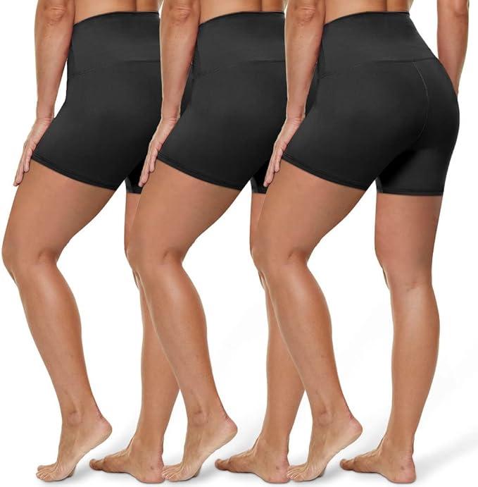 Shorts for Women with Pockets, Black Size L/XL, 3 Pack