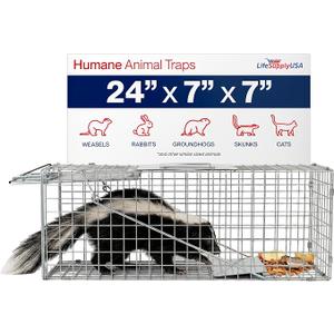Heavy Duty Catch Release Large Live Humane Animal Cage Trap (24 x 7 x 7)