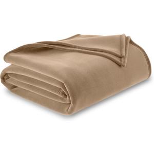 Vellux Original Queen Blanket - Soft Nylon Insulated Blanket for Bed Couch - Lightweight Machine Washable All Season - Pet Friendly Durable Wont Pill or Lint - 90x90  Beige