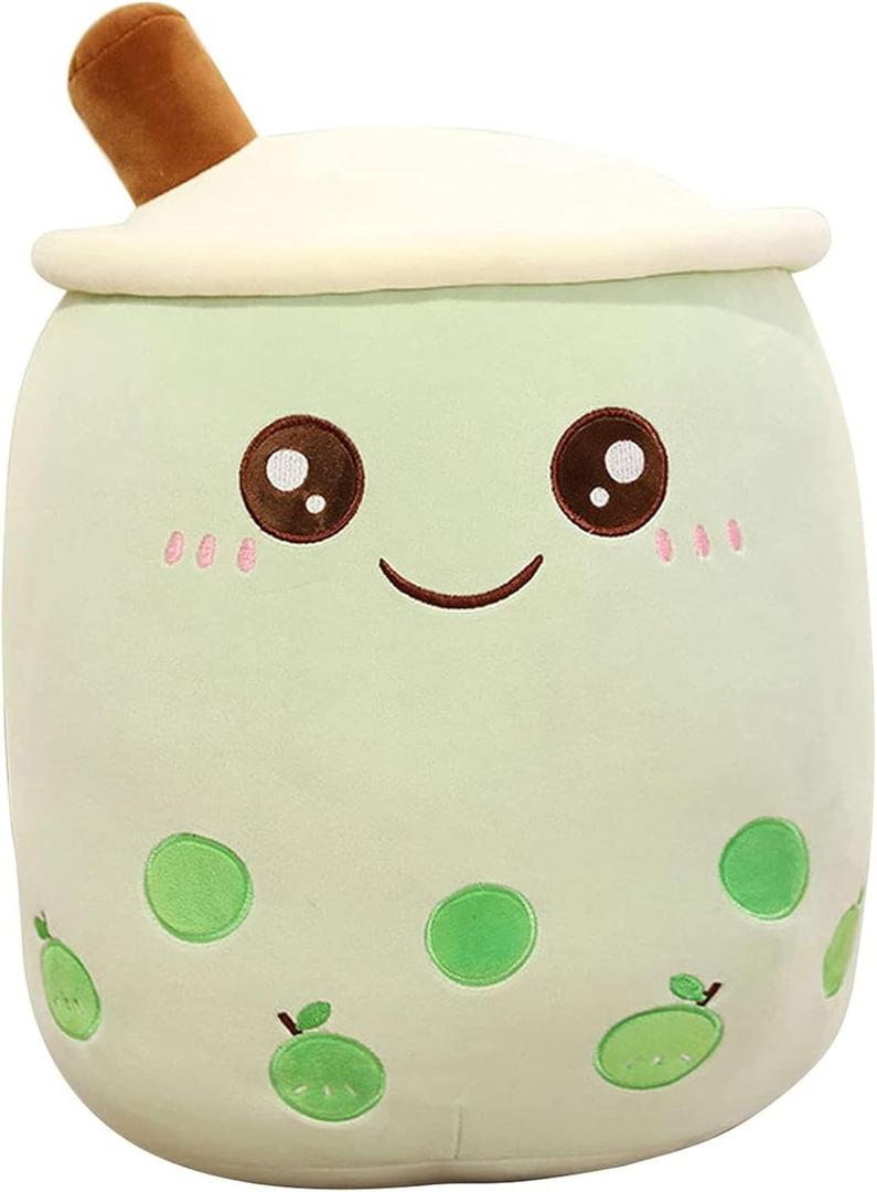 VHYHCY Cute Stuffed Boba Plush Bubble Tea Plushie Pillow Milk Tea Cup Pillow Food Plushie, Soft Kawaii Hugging Plush Toys Gifts for Kids(Green, 9.4 inch)