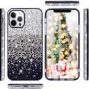 LUVI Compatible with iPhone 12 Pro Max Glitter Diamond Case Cute Bling Rhinestone Sparkle Shiny Crystal Bumper Luxury for Girls Women Protective 3D Handmade Cover 6.7 inch Black