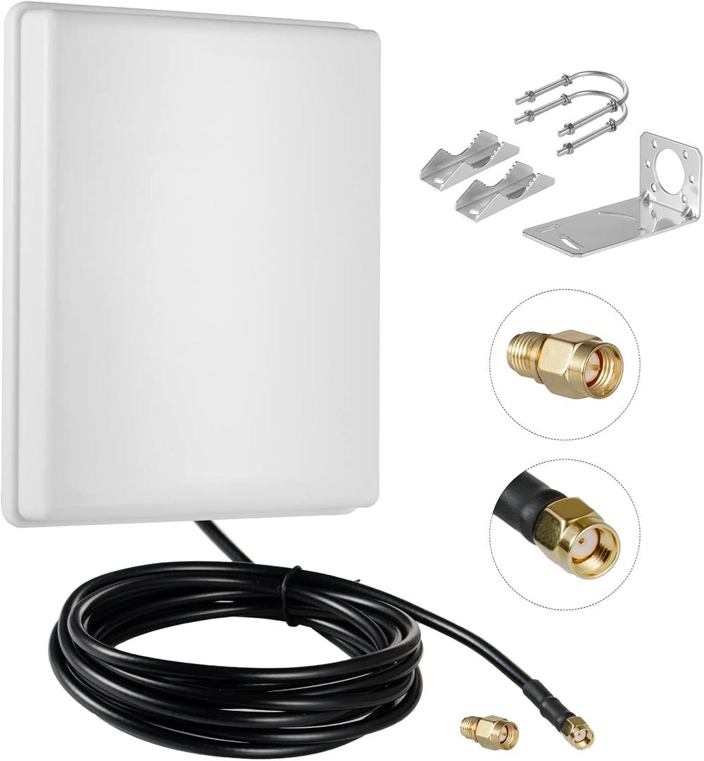 Outdoor 15dBi Dual Band WiFi 2.4GHz 5GHz 5.8GHz Long-Range Directional Panel Antenna with 10Ft Cable for WiFi Router Wireless Network Card Security IP Camera Video Surveillance Monitor, Eifagur