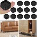 12 Pack Furniture Risers Adjustable Bed Risers 1 Inch Heavy Duty for Couch Desk Leg Chair Sofa Cabinet Bed Leg Risers,Square Stackable Bed Risers Lift Height 1, 2 or 3 Inch, Black