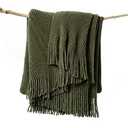 lifein Throw Blanket for Couch, Soft Green Boho Decor Bed Throw,Cozy Knitted Chenille Farmhouse Lightweight Throw(Olive Green,50 * 60")