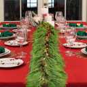 JUNEBRUSHS 9FT Artificial Norfolk Pine Garland, Christmas Garlands with Lights Real Touch Artificial Faux Greenery Garland for Mantle Stairs Railing Fireplace Table Indoor Xmas Decor