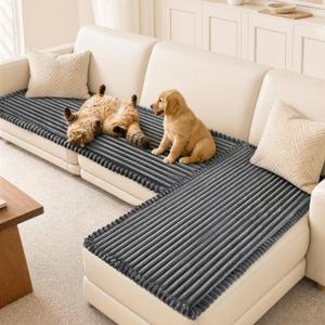 NAISI Pet Couch Covers for Sofa with Thick Filling and Non-Slip Bottom Sectional Sofa Covers Washable Friendly for Pets(2pcs/27.5"x59"+27.5"x70.8",Dark Grey)