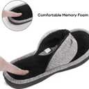 Wishcotton Women's Memory Foam Spa Thong Flip Flops Cozy Indoor Slippers, Ladies Summer Lightweight Open Toe House Sandals (M)