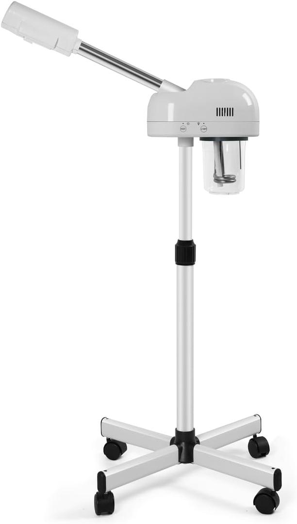 Professional Facial Steamer with Hot Mist Function, Stand Facial Steamer On Wheels, Height Adjustable & 360 Rotatable Nozzle, Use at Home & Salon SPA