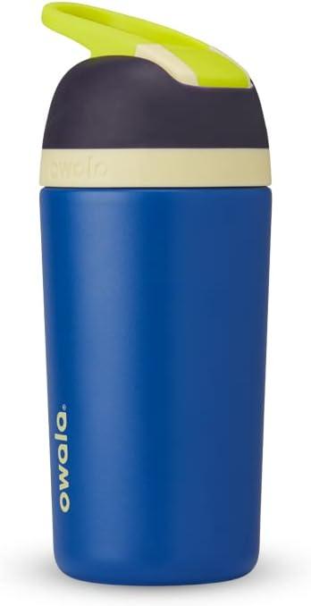 Owala Kids Flip Insulated Stainless-Steel Water Bottle with Straw and Locking Lid, 14-Ounce, Navy/Blue (Celestial Sphere)