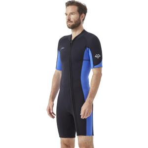 Hevto Men Wetsuit Shorty 2mm Neoprene Short Wet Suit for Surfing Diving Swimming Snorkeling Paddle Boarding (XX-Large, M1S-Front Zip-Blue)