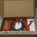 Christmas Decorations for Home LED Lighted Joy Sign with Timer Wreath Farmhouse Wooden Rustic Tabletop Decorative Sign Xmas Holiday Home Decor Indoor Room