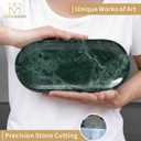 Bathroom Vanity Tray, Natural Marble Oval Tray 10 inch, Emerald Green Marble Vanity Tray for Soap Dispenser Modern Countertop Organizer for Kitchen Countertops, Home Decor
