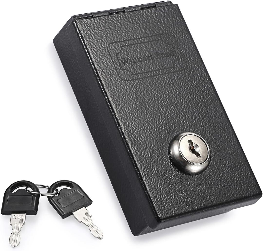 Metal Box for Gambler, Casino Cash Box with Money Slot and 2 Keys, Portable Winners Bank Pocket Sized Gambling Lock Box, Mini Safe Box for Cash Money Saving Go Home Gamblers Gifts, Black