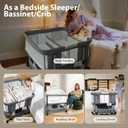 Twin Bassinet for 2 Babies, Double Bassinet for Twins, Rocking Bassinet with Wheels and Storage Basket, Full-Mesh Sides, 5-Height Adjustable, Portable and Stable Baby Crib (Standard Grey)