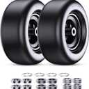 11x4.00-5" Universal Fit 11x4.00-5 Flat Free Tire and Wheel Assembly, Solid Wheels for Residential and Commercial Use, Suitable for 3/4-inch and 5/8-inch Bearings, 3.4-5-inch Center Hub, 2 pack