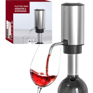 Electric Wine Aerator Pourer One Touch Wine Accessories Rechargeable 2-in-1 Automatic Wine Decanter Stainless Steel Wine Dispenser Gifts for Wine Lovers