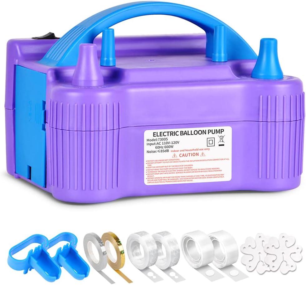 Balloon Pump Electric Dual Nozzle Air Inflator Blower Machine with 10 Pack Balloon Arch Making Kit for Party Event Decoration