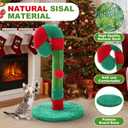 Yeyeplum Christmas Cat Scratching Post 21.6" Candy Cane Holiday Scratch Post Small Natural Sisal Cat Scratcher for Indoor Cats and Kittens