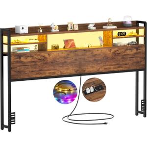 Aheaplus Headboard for King Size Bed with Storage and Outlets, Rustic Brown
Headboards with LED Light, Power Outlets, USB Ports King Size Head Board, Wood headboard Only Sturdy and Stable Headboards