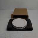 10.4-Inch Embossed Ceramic Plates Set of 4 - Arctic White Dinner Plates for Kitchen Dining Microwave Dishwasher Safe Scratch Resistant Plate Sets Housewarming Wedding Gift