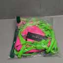 Tempt Me Women Pink Neon Triangle Bikini Sets String Two Piece Halter Swimsuits with 10.04" Rise Tie Side Bottom Medium