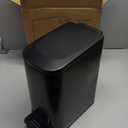 TIPGO Slim Bathroom Trash Can with Lid Soft Close, Step Pedal, 6 Liter / 1.6 Gallon Stainless Steel Trash Bin, Small Garbage Cans for Bedroom, Office, Kitchen (Matte Black)