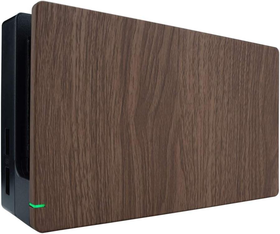 eXtremeRate Custom Soft Touch Grip Faceplate for Nintendo Switch Dock, Wood Grain Patterned DIY Replacement Housing Shell for Nintendo Switch Dock