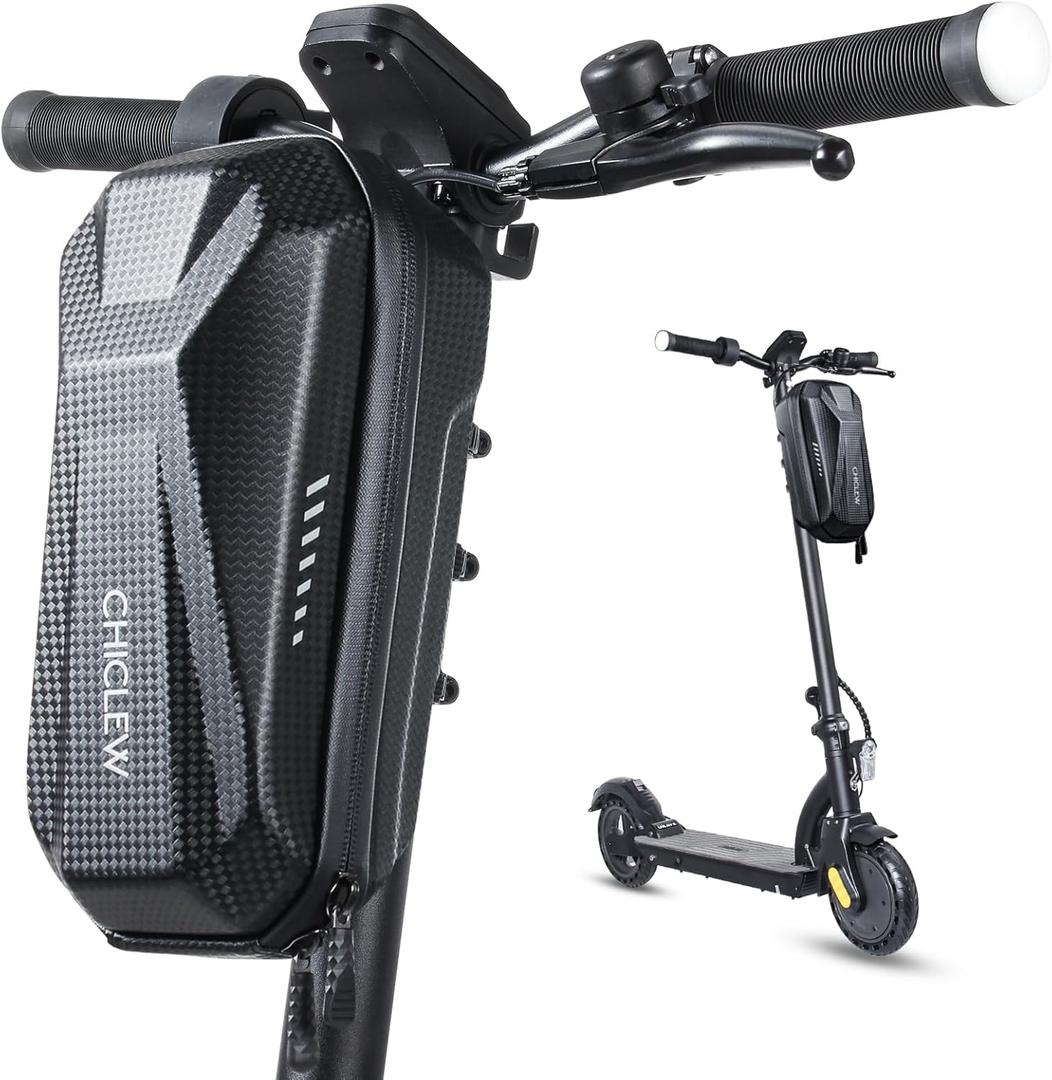 Portable Electric Scooter Bag, Quick Release Scooter Storage Bag with 3L Large Capacity, Waterproof Front Handlebar Bag for Carrying Phone, Wallet, Tools (Carbon Black)