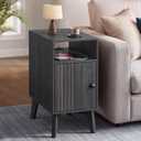 VASAGLE End Table with Charging Station, Narrow Side Table, Nightstand, 18.9"D x 11.8"W x 23.6"H