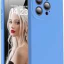 DEENAKIN Designed for iPhone 15 Pro Case Silicone with Screen Protector - Enhanced Camera Protection - Smooth Baby Skin-Like Feel - Slim Fit Protective Phone Cover 6.1" - Sky Blue