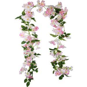 CISDUEO Artificial Cherry Blossom Flower Vine Pink Hanging Cherry Blossom Flower Silk Garland Hanging Vines Faux Flowers for Outdoors Spring Wedding Party Home Table Centerpiece Arrangement Decor
