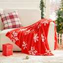 BEDELITE Twin Blanket for Couch & Bed  Soft Holiday with Red Snowflake Pattern, Lightweight Fleece Christmas Blanket for Couch & Bed, Festive Home Dcor Gift, 60"x80"