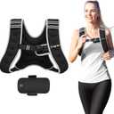 Fragraim Weighted Vest for Women Men - 8lb/10lb/12lb/16lb/22lb/25lb/30lb Weight Vest with Reflective Stripe, Detachable Phone Pouch, Ideal for Walking, Strength Training, Running, Workout, Cardio (Black)