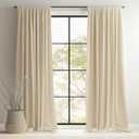 Topfinel Beige Cream Velvet Blackout Curtains 84 Inches Long, Ivory Room Darkening Thermal Insulated Soundproof Modern Nursery Rod Pocket Back Tab Winter Drapes for Living Room Bedroom 2 Panels