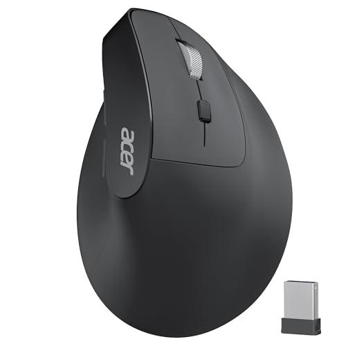 acer Ergonomic Mouse Wireless, 1000/1200/1600 Adjustable DPI Vertical Mouse with 6 Buttons, Rechargeable Ergo Mice with 2.4GHz USB Receiver for Computer, Laptop, PC, iMac and Desktop