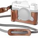 SMALLRIG X-T30 III Half Leather Case with Shoulder Strap for FUJIFILM X-T30 / X-T30 II/X-T30 III, Retro Style Camera Case with Aluminum Frame & Shutter Button Cap, Brown- 5670