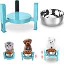 Elevated Dog Bowls for Small Cats and Dogs,Upgraded Height and Width Adjustable Raised Dog Bowl Stand with Stainless Steel Bowl, Elevated Pet Water & Food Bowl,Non-Slip Dog Feeder.(Bowl Included)
