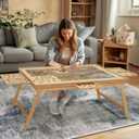 HALLYBEE 2000 Pieces Puzzle Board, Folding Legs, with 4 Drawers and Cover, Natural