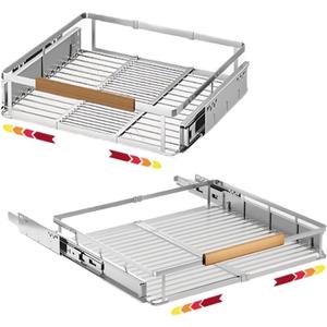 2 Pack Expandable Pull Out Cabinet OrganizerSide Mounting 16.3~26.3"x17.3"Cabinet Pull Out Shelves, Expandable Slide Out Spice Rack for Kitchen Bathroom Office
