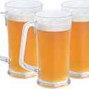 Restaurantware Bev Tek 17 Ounce Beer Mugs, 48 Beer Glass With Handle - Dishwashable, Clear Polycarbonate Beer Mugs, Shatterproof, For All Kinds Of Beverages