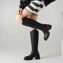 Knee High Boots for Women Round Toe Chunky Heel Tall Boots Back Zipper, Size 8.5